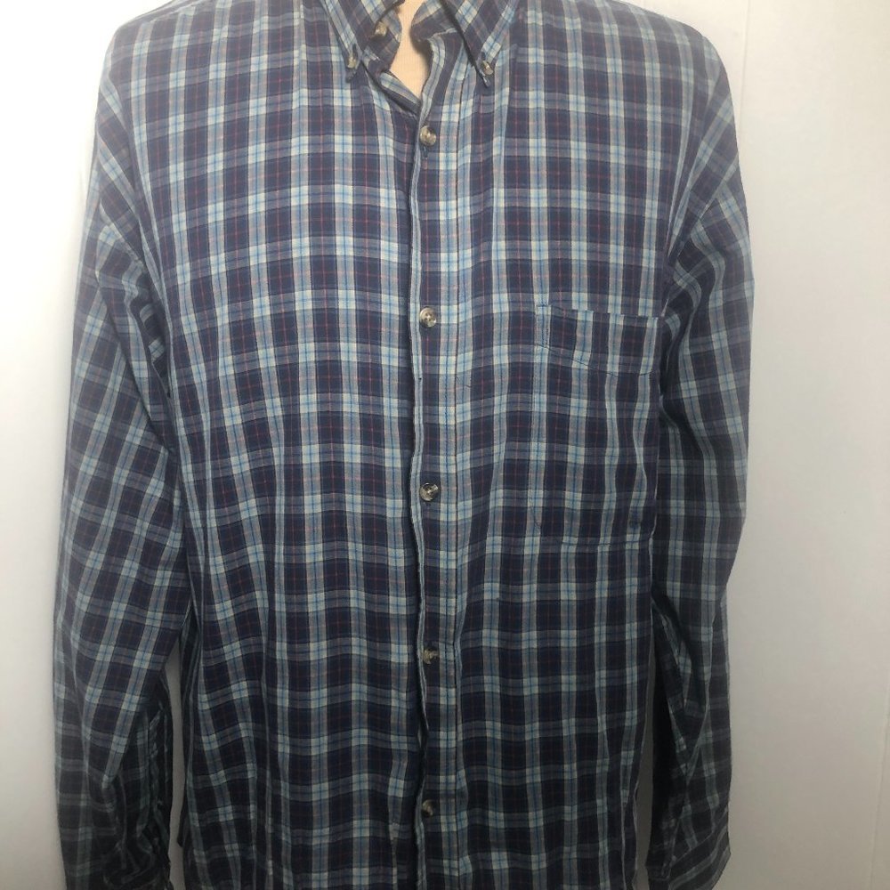 Mens Blue with Red Stripe Shirt. Denver Hayes. Size Large